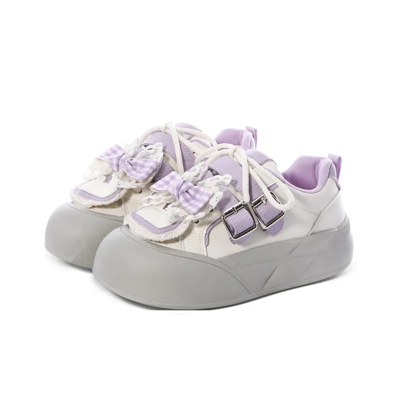 Lovely You Wear-resistant And Lightweight Low-Top Skateboard Shoes Women's Gray Purple-8