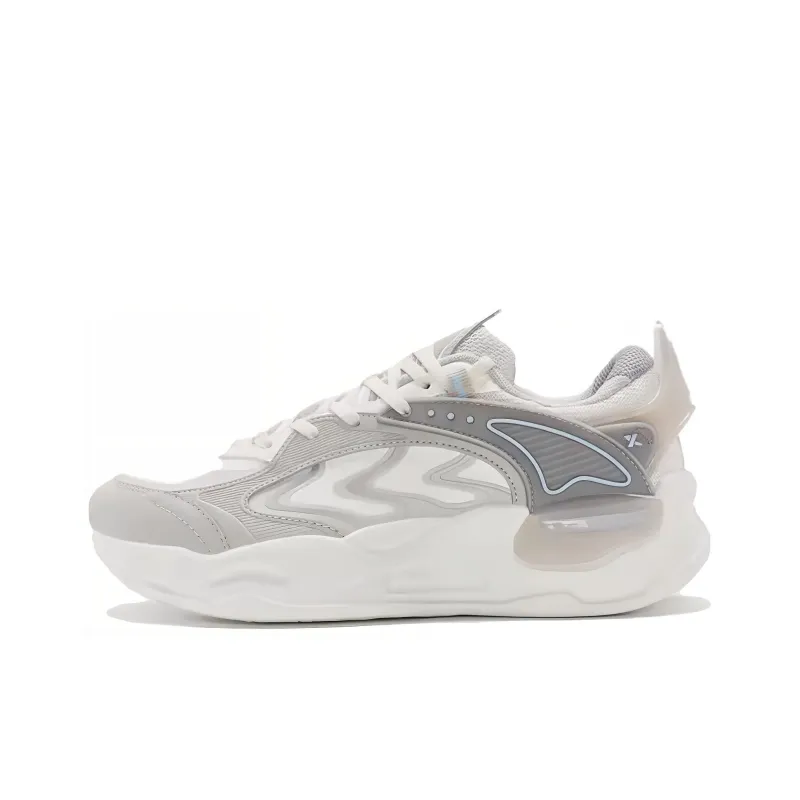 XTEP Yuan Qi Breathable And Wear-resistant Low-Top Casual Shoes Women's White Gray-0