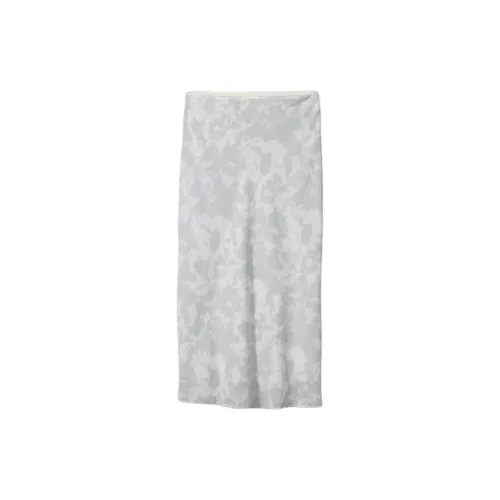 CALVIN KLEIN Casual Long Skirts Women's Gray Floral
