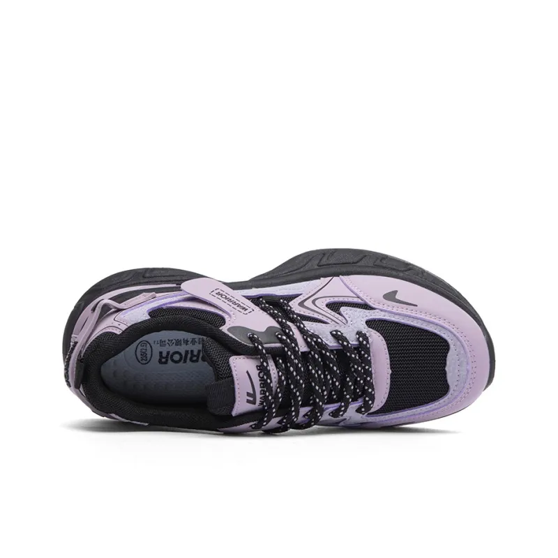 Warrior Wear Resistant Height Increasing Coverage Low Top Chunky Sneakers Women's Black Purple-3