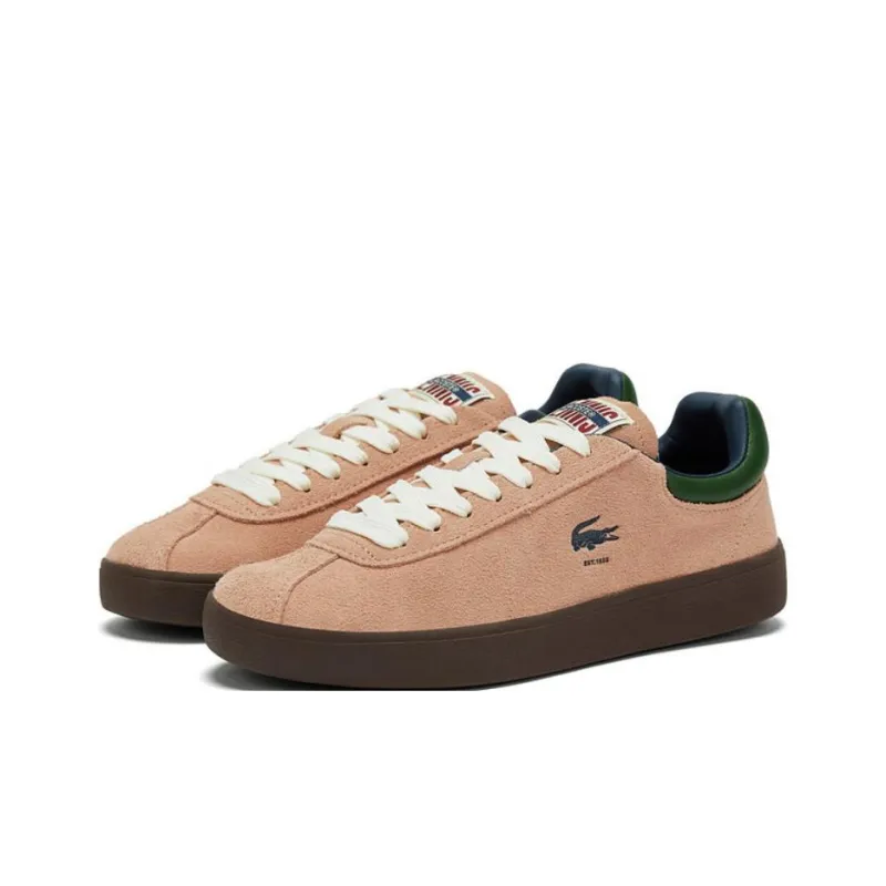 LACOSTE Low Top Skateboard Shoes Women's Pink Brown Green-2
