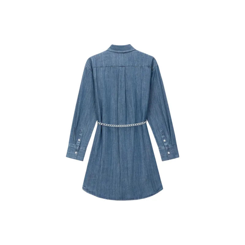 MICHAEL KORS Long Sleeved Dress Women's Dark Denim Blue-1