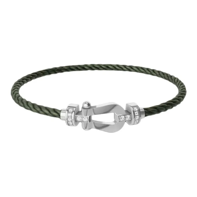 FRED 18k White Gold Diamonds Bracelets Men's Khaki-0