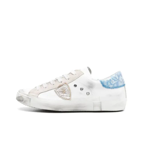 PHILIPPE MODEL Prs Low Top Skateboard Shoes Unisex White Blue Beige