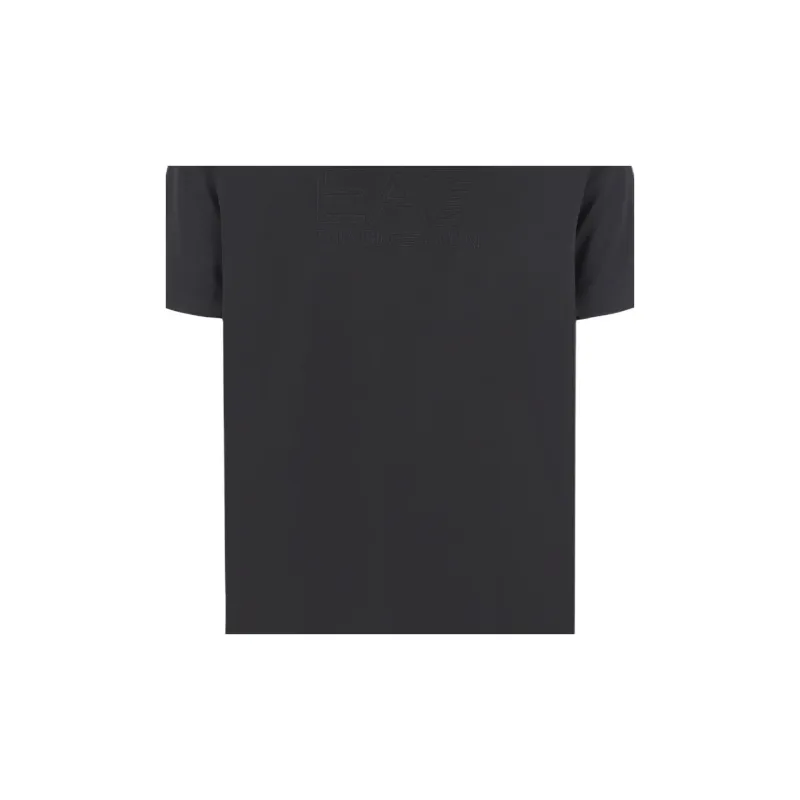 EMPORIO ARMANI EA7 Solid Color Letter Logo Emblem Crew Neck Short Sleeved T Shirt T Shirt Men's Black-3