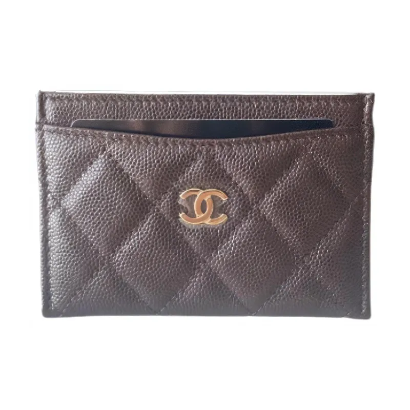 CHANEL Cow Leather Card Holder Unisex Dark Brown-0
