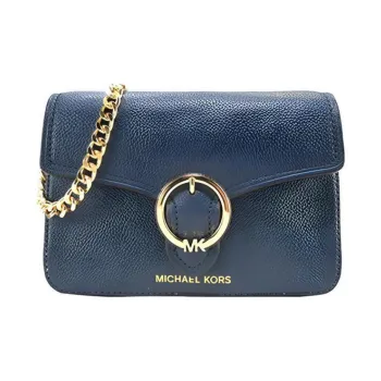 MICHAEL KORS Wanda Cow Leather Shoulder Bag Crossbody Bag Small Size Women's Navy Blue