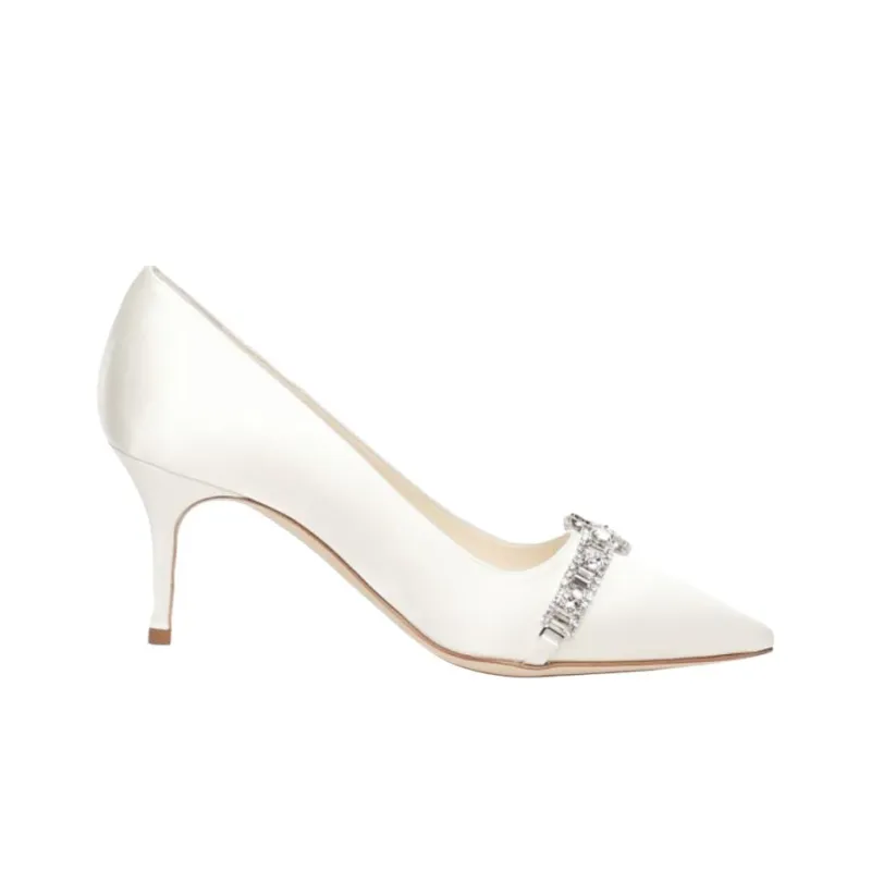 MANOLO BLAHNIK Slim Heel High Heels 7cm Women's White-1