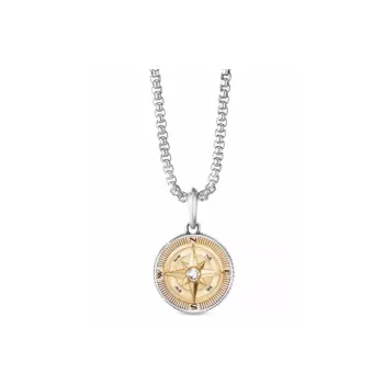 David Yurman 18kt Yellow Gold And Sterling Silver Maritime Compass Diamond Amulet 29.5mm