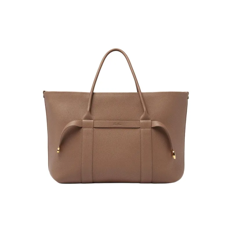 Loro Piana Ghiera Cow Leather Handbag Large Size Women's Fossil Color-0