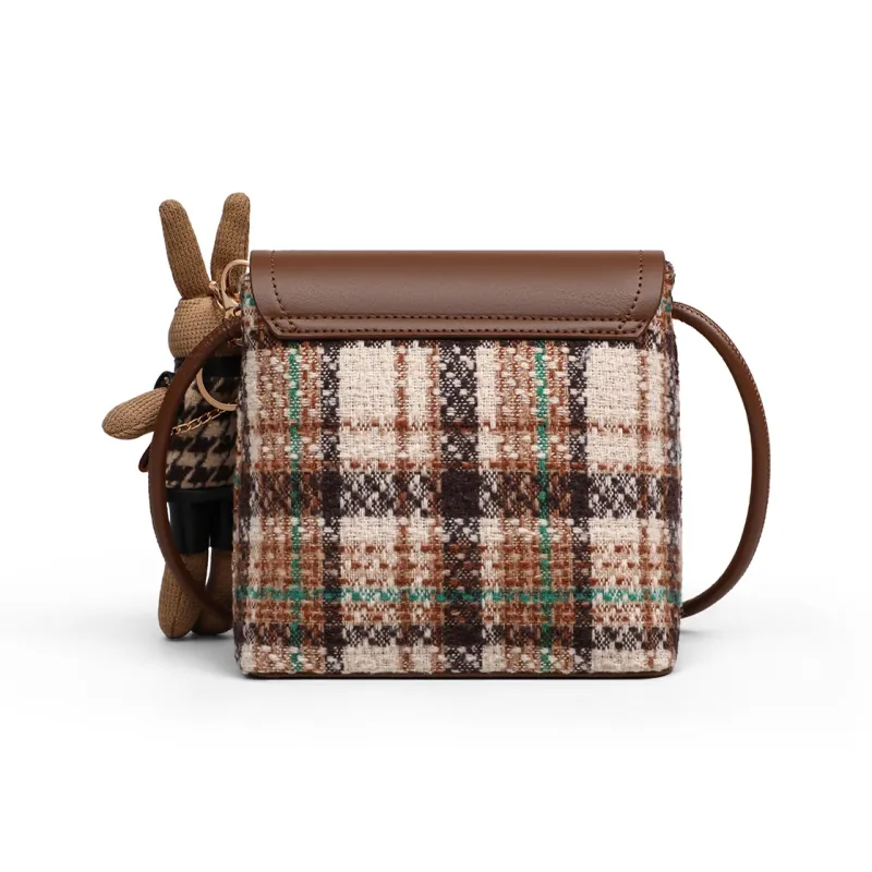 VINEY Fabric Shoulder Bag, Crossbody Bag, Cell Phone Pouch Trumpets Women's Coffee-3