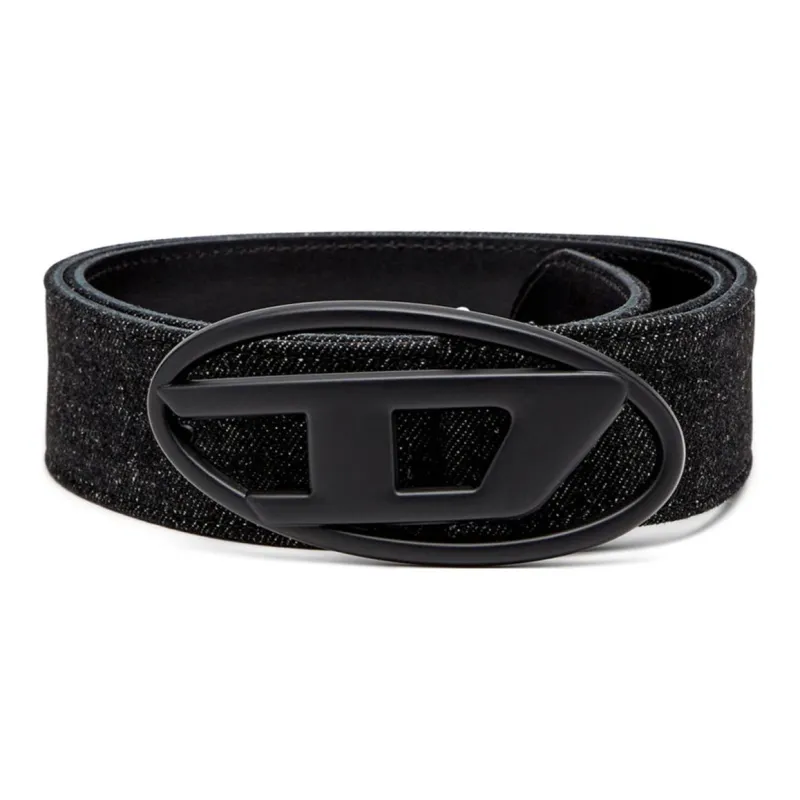 DIESEL Logo Buckle Embellished Denim Belt-1