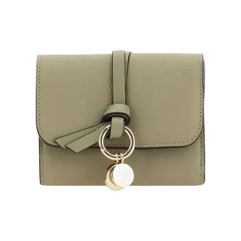 Chloe Alphabet Bos Taurus Calfskin Wallet Women's Terracotta Green