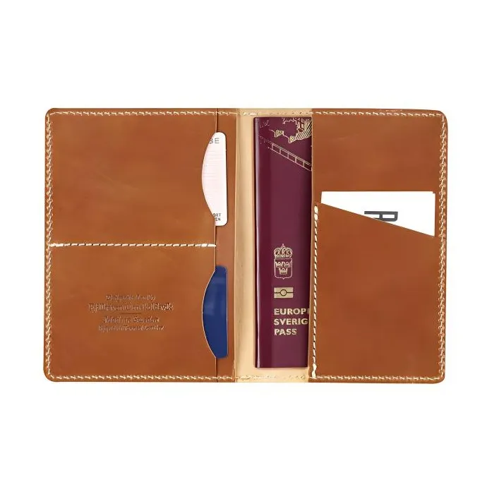 Fjallraven Leather Card Holder Wallet Passport Holder Unisex Cognac-1