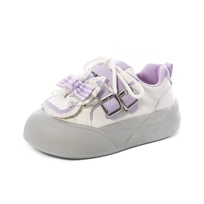 Lovely You Wear-resistant And Lightweight Low-Top Skateboard Shoes Women's Gray Purple-7
