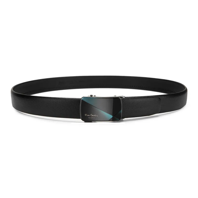 PIERRE CARDIN Genuine Leather Top Grain Cow Leather Automatic Buckle Leather Belts Men's Black Width  3.5cm-4