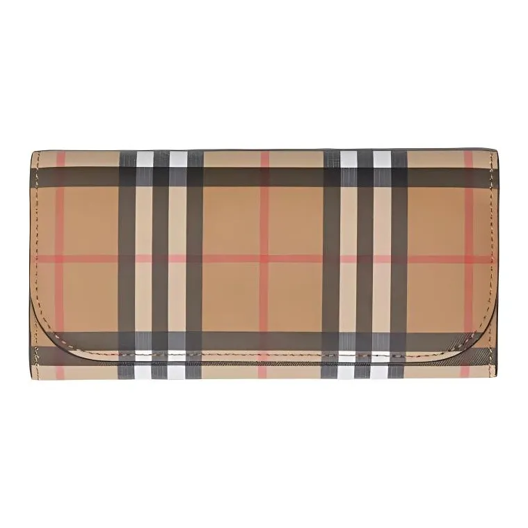 Burberry Cow Leather Card Holder Wallet Women's Beige-0