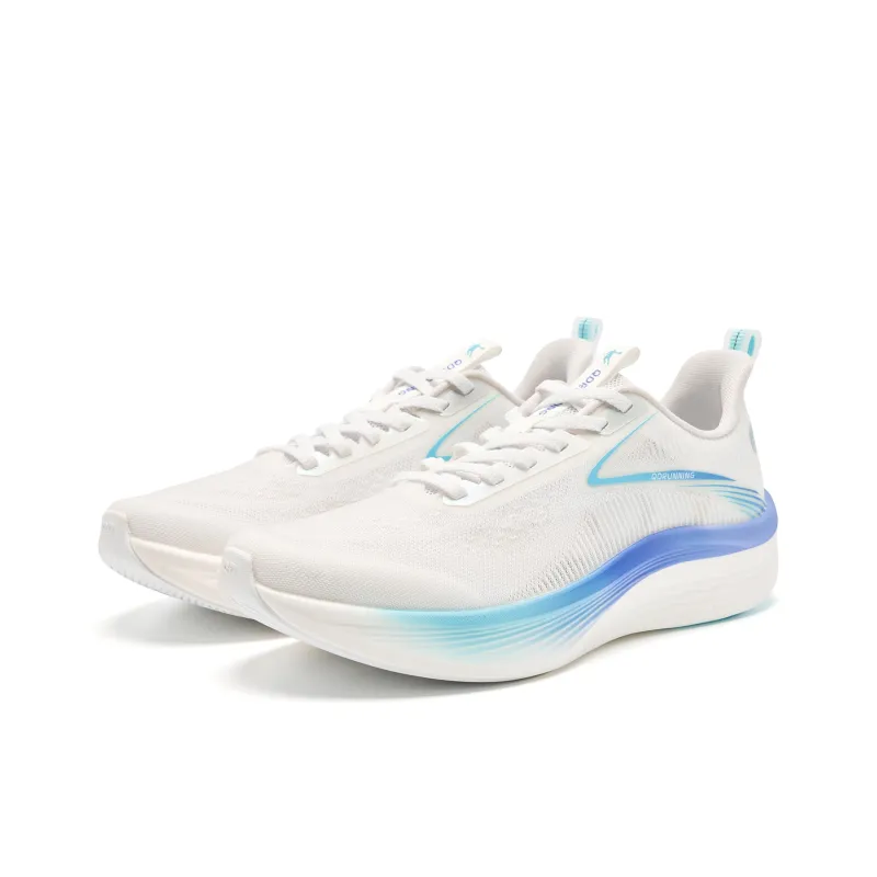QIAODAN Cushioning Anti-Slip And Wear-Resistant Low-Top Casual Running Shoes Men's Jordan White Cirrus Blue-2