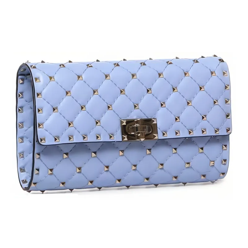 Valentino ROCKSTUD SPIKE Nappa Leather Shoulder Bag Women's Blue-1