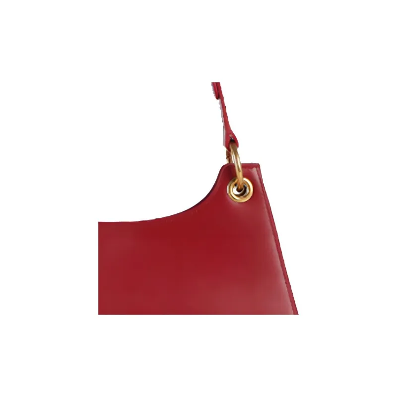 APEDE MOD Plain Weave Cow Leather Shoulder Bag Handbag Shoulder Bag Women's Cherry Red-2