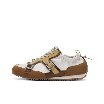 SUGARSU 25 Years Spring Vintage Red German Army Casual & Color Buckle Ballet Cortez Shoes Women's Vintage Yellow Brown