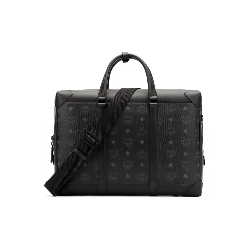 MCM Soft Berlin Visetos Cow Leather Tote Bag, Shopping Bag, Shoulder Bag, Crossbody Bag, Handbag Large Size Men's Black-0