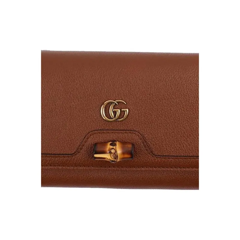 GUCCI Diana Leather Shoulder Bag Crossbody Bag Wallets Women's Black-4