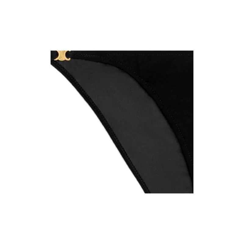 CELINE Triomphe Mulberry Silk Georgette Underwear Underpants Women's 1 Pack Black-2