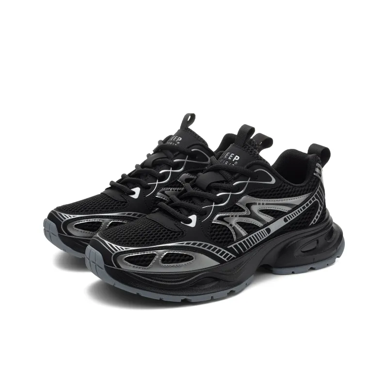 JEEP SPIRIT Height Increasing Lightweight Slip Resistant Low Top Chunky Sneakers Men's Graphite Silver-3