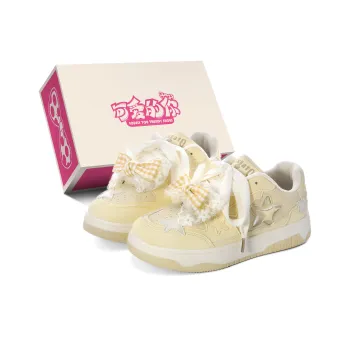 Lovely You Lightweight Wear resistant And Non slip Low Top Skateboard Shoes Women's Almond Yellow