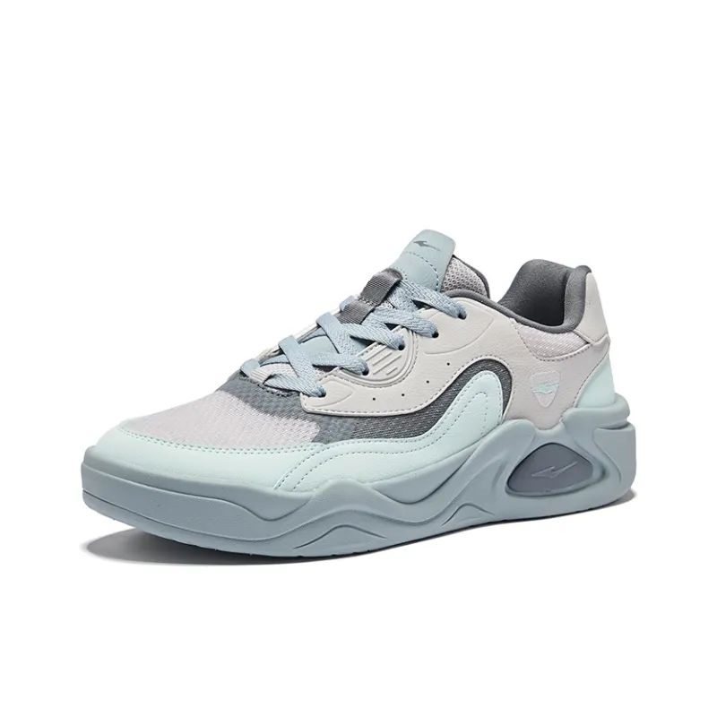 Erke The Clouds Come Wear Resistant Slip Resistant Low Top Skateboard Shoes Men's Mist Gray Sky Blue-2
