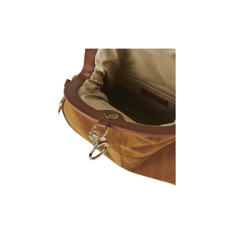 See By Chloe Suede With Small Grain Cow Leather Frame Bag, Crossbody Bag, Shoulder Bag Women's Caramel-2