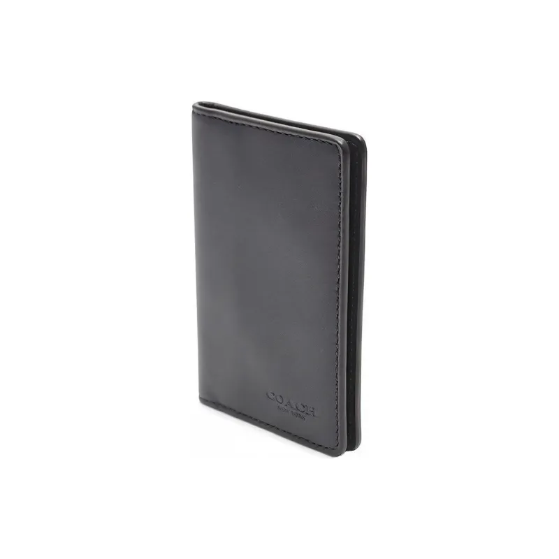COACH Cow Leather Card Clip Wallets Card Holders Mini Men's Dark Blue-2