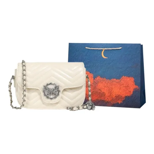 Elsvet Artificial Leather Shoulder Bag, Crossbody Bag Women's White/Silver/Black