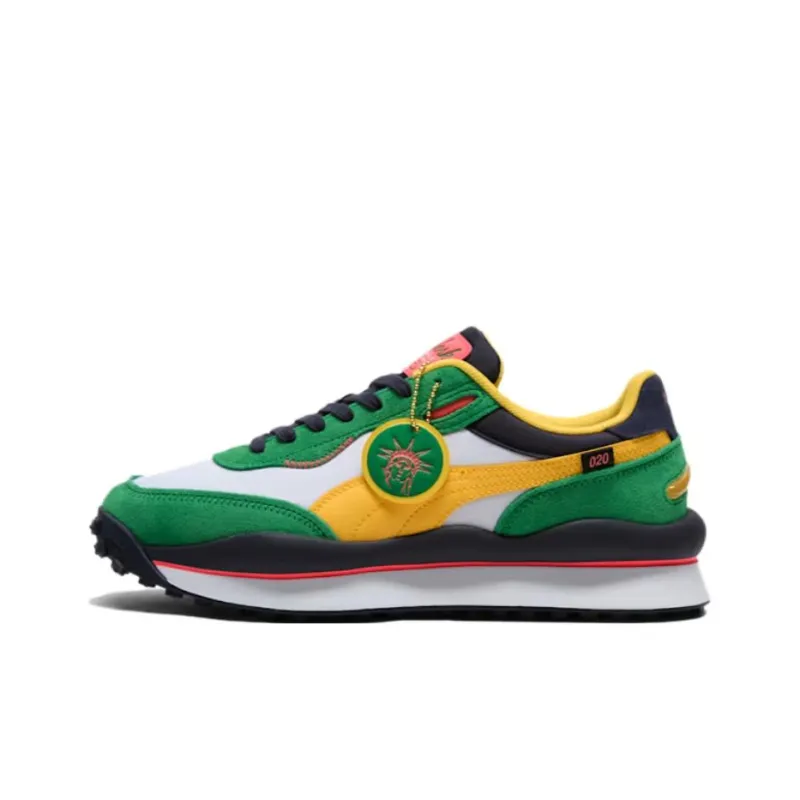 PUMA Style Rider Anti Slip Wear Resistant Low Top Casual Shoes Men's Green Yellow-0
