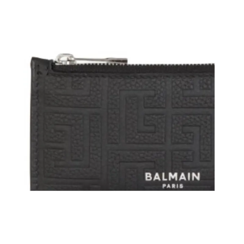BALMAIN Monogram Embossed Zipped Cardholder-4