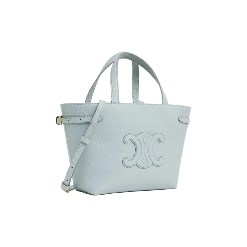 CELINE Cuir Triomphe Calfskin Tote Bag, Shopping Bag, Shoulder Bag, Crossbody Bag, Handbag Mini Women's Ice Blue-3