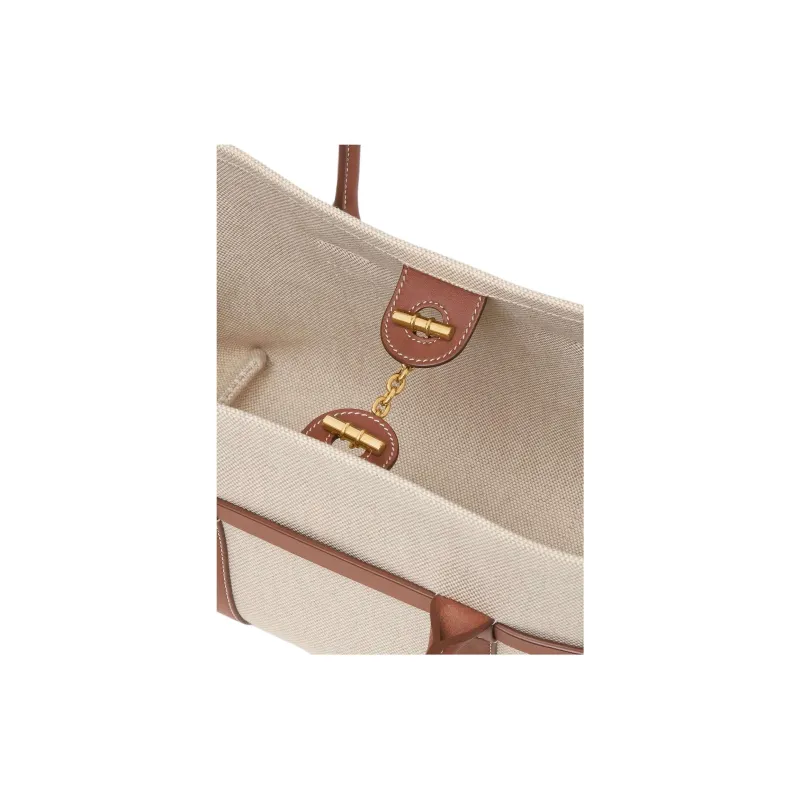 Loro Piana Ghiera Cotton Handbag Trumpets Women's Beige-5
