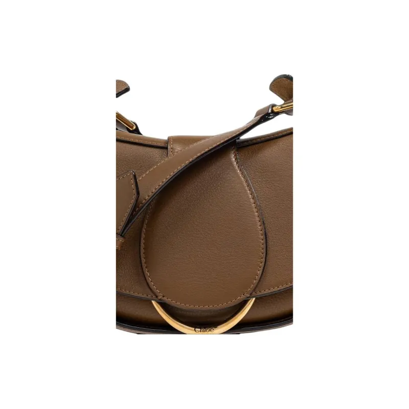Chloe Calfskin Shoulder Bag Small Size Women's Brown-4