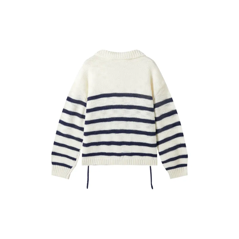 DIALOGUE Sweater Women's Blue White Stripes-1