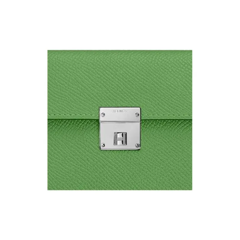 HERMES Clic Epsom Calfskin Wallet Mini Women's 3I Vert Criquet Avocado Green-2