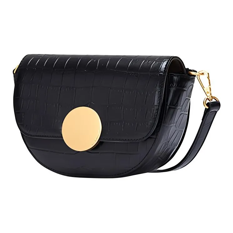 ORYANY Cow Leather Saddle Bag Shoulder Bag Crossbody Bag Regular Women's Black-1