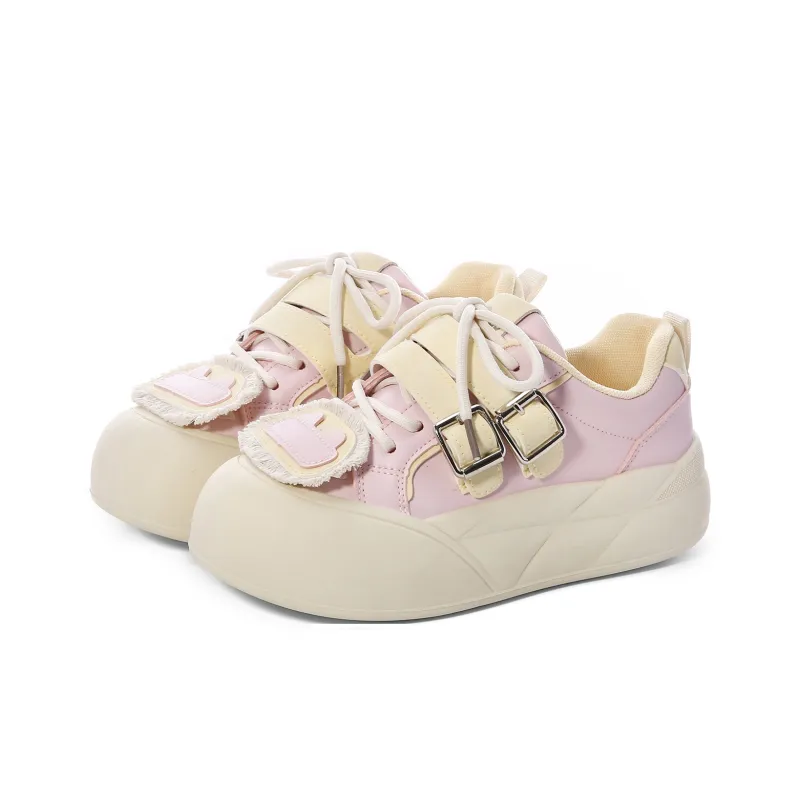 Lovely You Wear-resistant And Lightweight Low-Top Skateboard Shoes Women's Yellow Pink-2