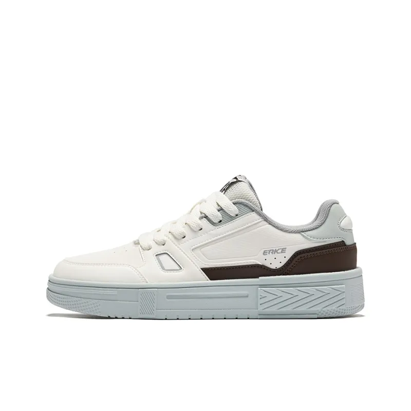 Erke Thousand Points Wear-Resistant Slip-Resistant Low-Top Skateboard Shoes Men's Microcrystal White Dark Rosewood-0
