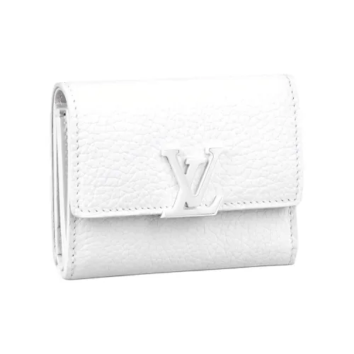 LOUIS VUITTON Capucines Taurillon Leather KapSin Money Clip Wallet Mini Women's White