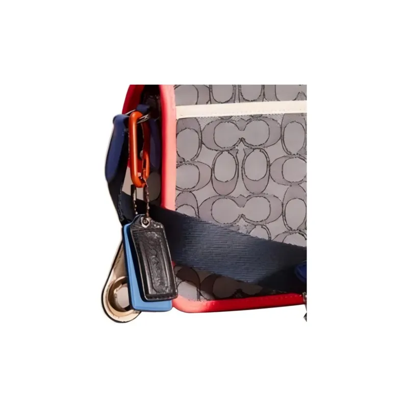 COACH Calfskin Messenger Bag, Shoulder Bag, Crossbody Bag Trumpets Women's Gray Monogram-3