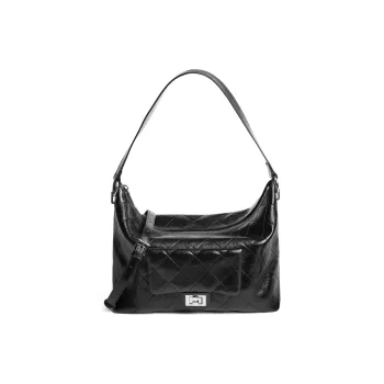 BELLE Artificial Leather Shoulder Bag Large Size Women's Black