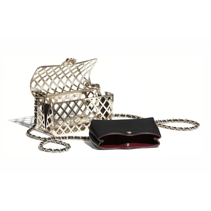 CHANEL Metal With Lambskin Evening Bag, Shoulder Bag, Crossbody Bag Mini Women's Gold-2
