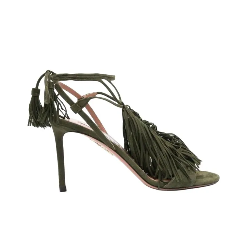 AQUAZZURA Gytane One Strap Sandals 8.5cm Women's Green-1