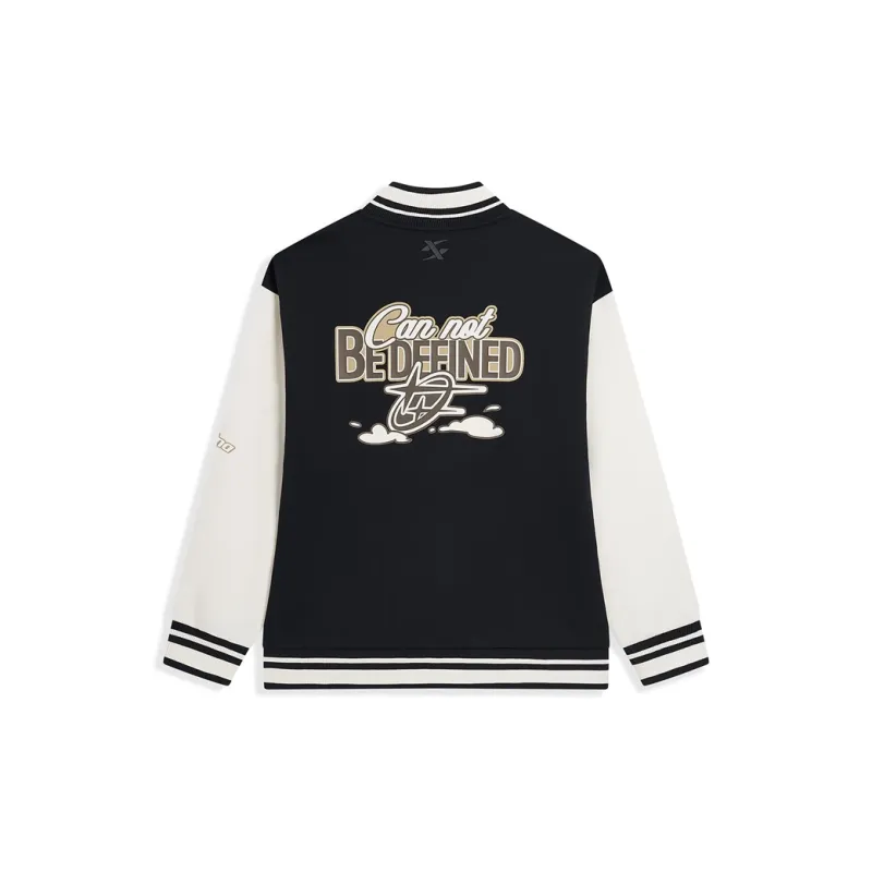 XTEP Baseball Jacket Unisex Jet Black/Cotton White-1